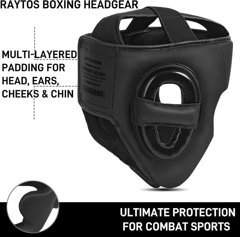 Raytos Boxing Headgear Helmet for Men Women - Professional Lightweight Open Face Combat Head Guard with Breathable Protection, Secure Fit for MMA Muay Thai Kickboxing Sparring Training Fighter - Image 3
